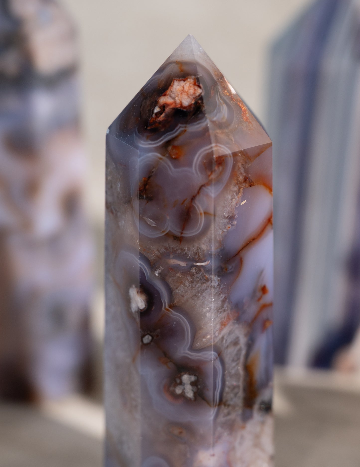 BLUE FLOWER AGATE TOWER- 3-5"