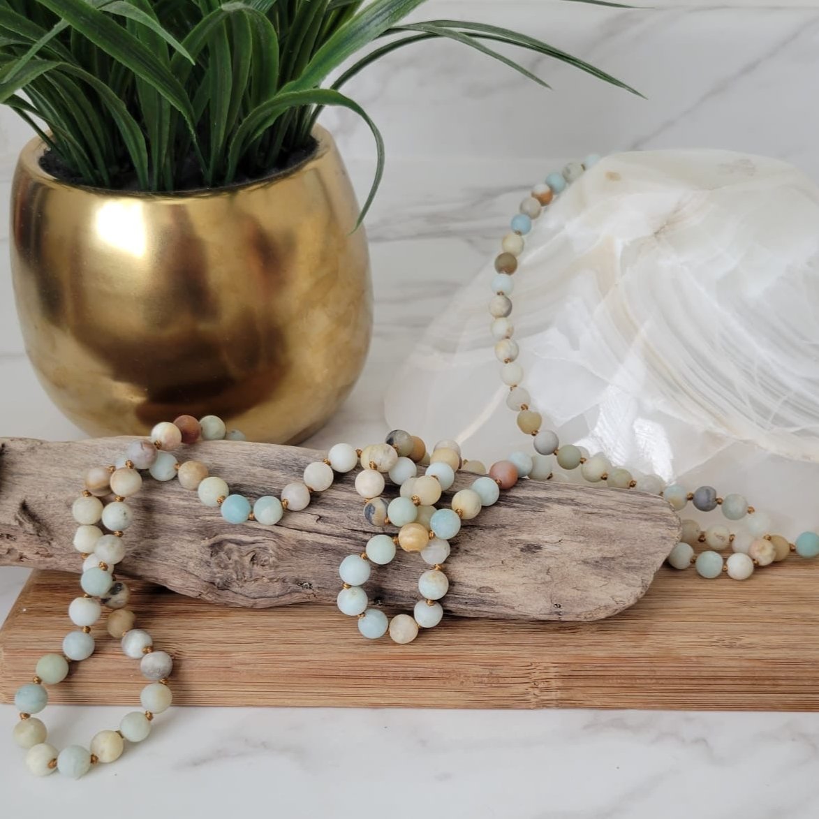 AMAZONITE MATT NECKLACE 60"