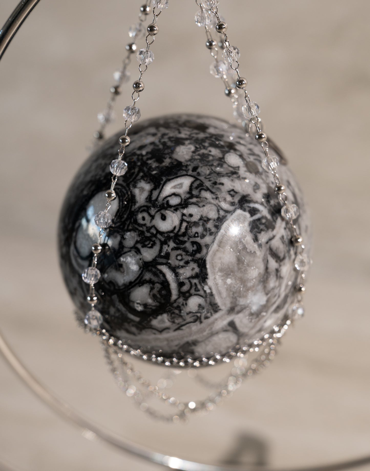 BLACK SNOWFLAKE OBSIDIAN SPHERE