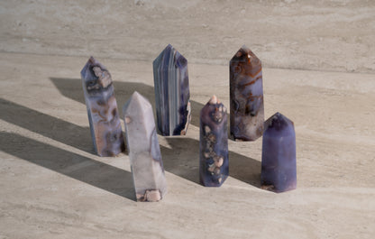 BLUE FLOWER AGATE TOWER- 3-5"