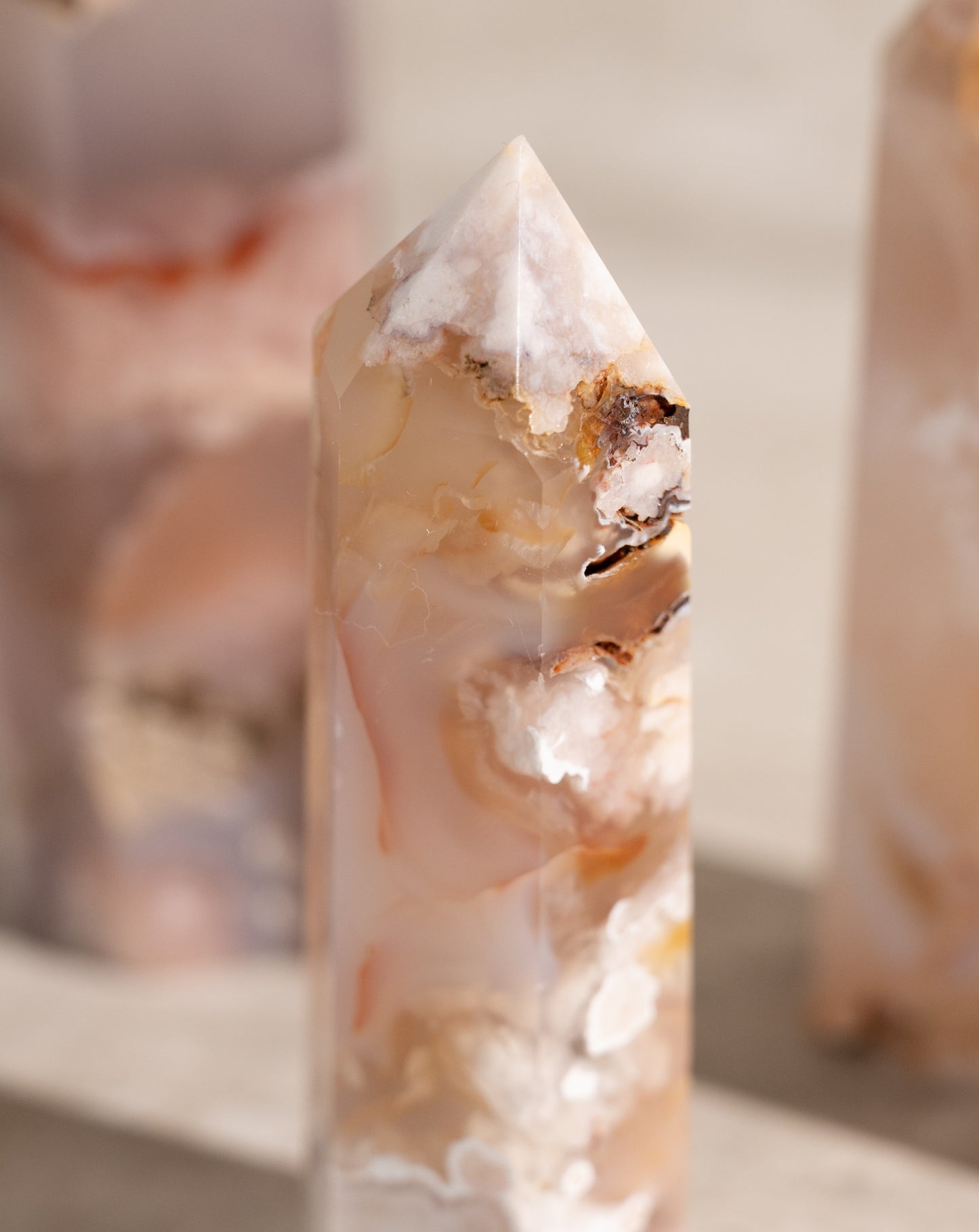 FLOWER AGATE TOWER- 3-7"
