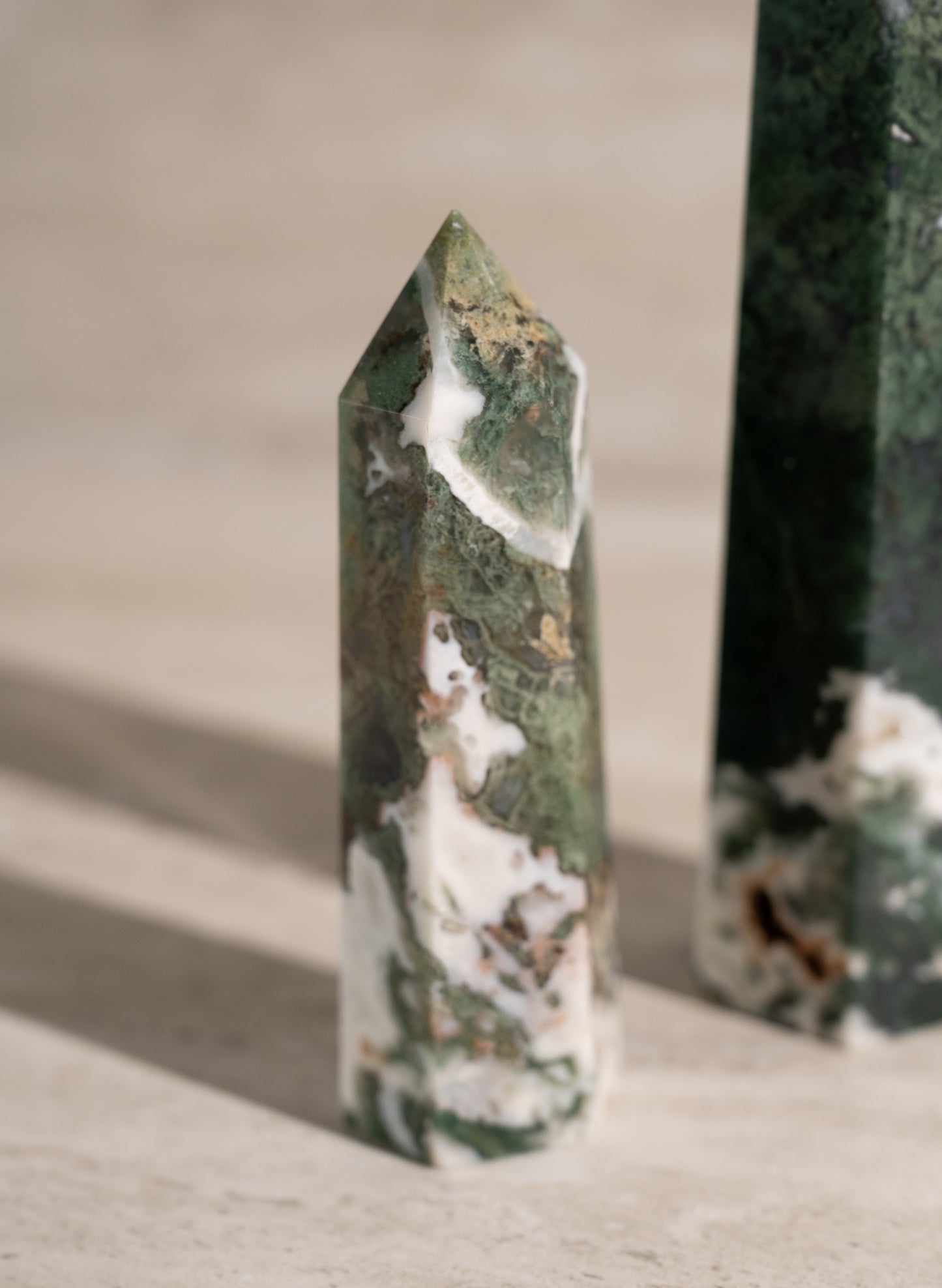 MOSS AGATE TOWER- 5-7"
