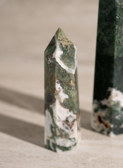 MOSS AGATE TOWER- 5-7"