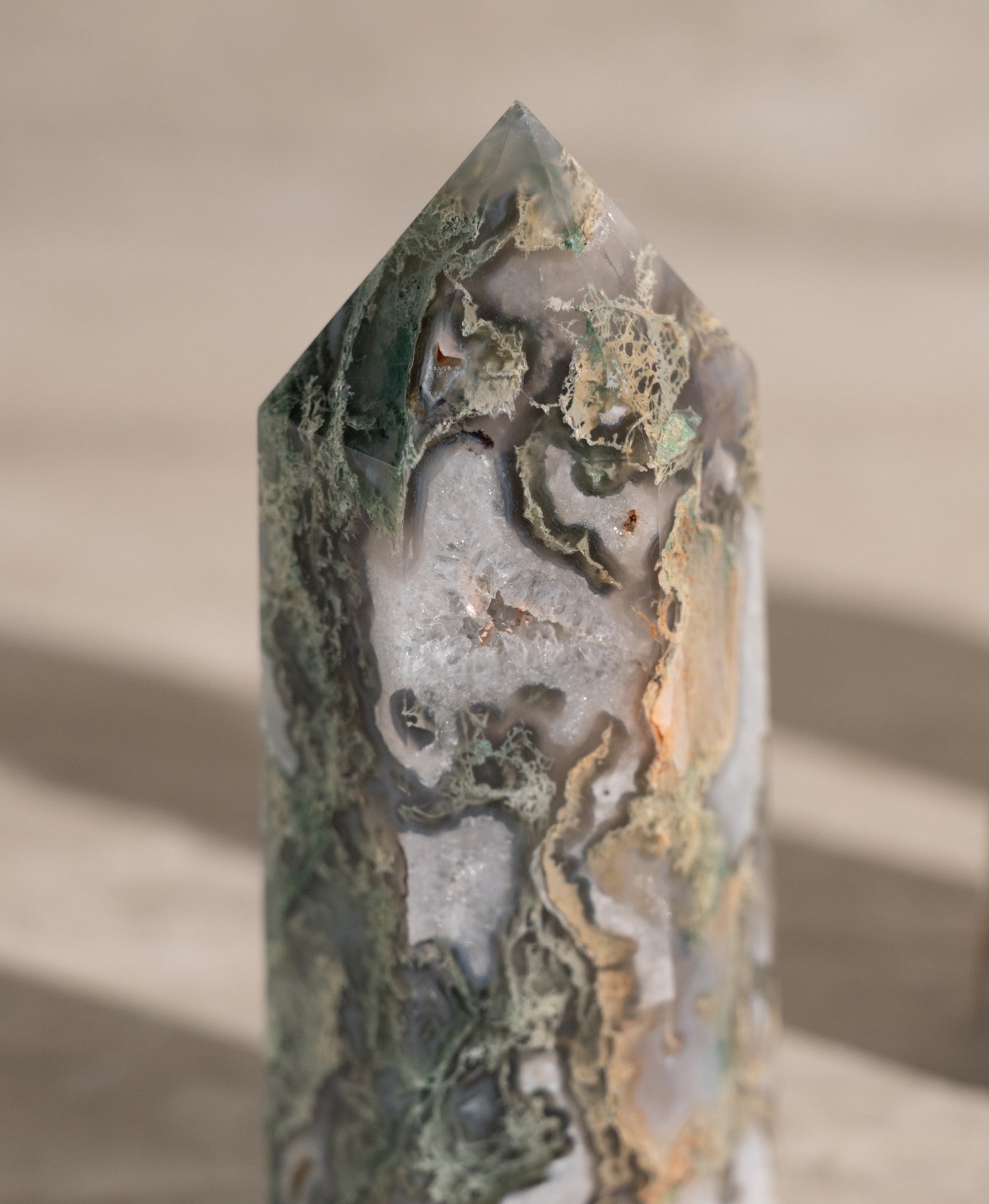 MOSS AGATE TOWER- 3-4"