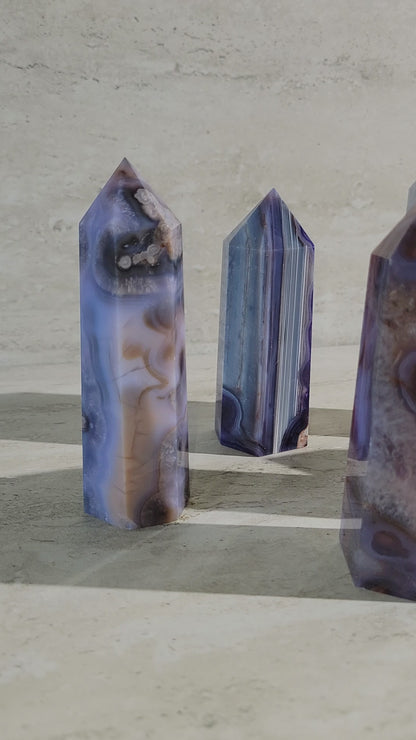 BLUE FLOWER AGATE TOWER- 3-5"