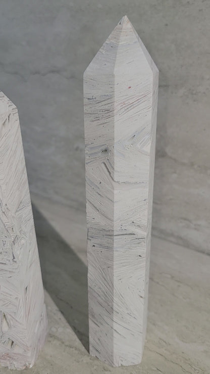 WHITE MEXICAN CRAZY LACE AGATE TOWER- 8-10"