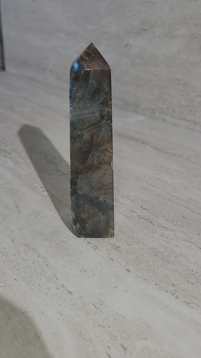 PEACH LABRADORITE TOWER- 5"