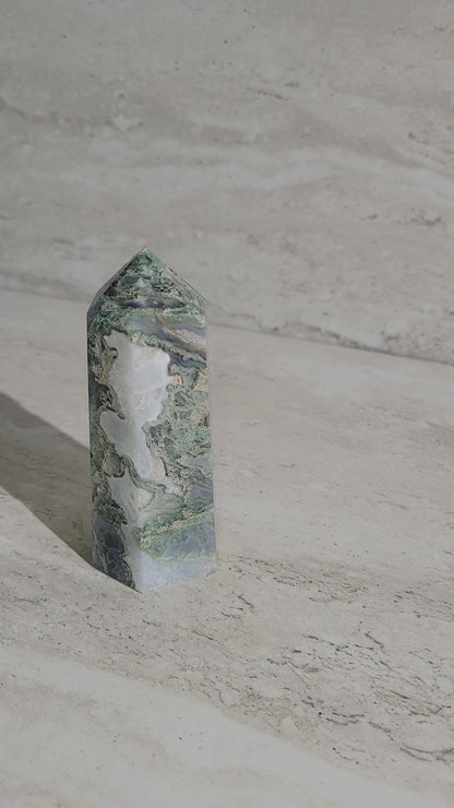 MOSS AGATE TOWER- 3-4"